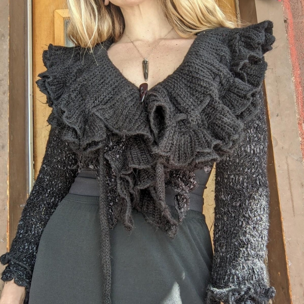 Pretty Angel Ruffle Crop Sweater